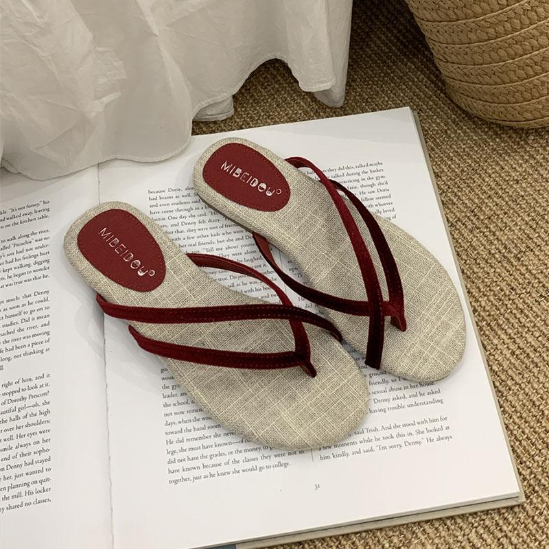 Мода Мода Круглый Носок Женские Балетки Шлепанцы Слипоны Новинка Лето Пляж Женские Шлепанцы Женские Балетки Сандалии Обувь 35 красный